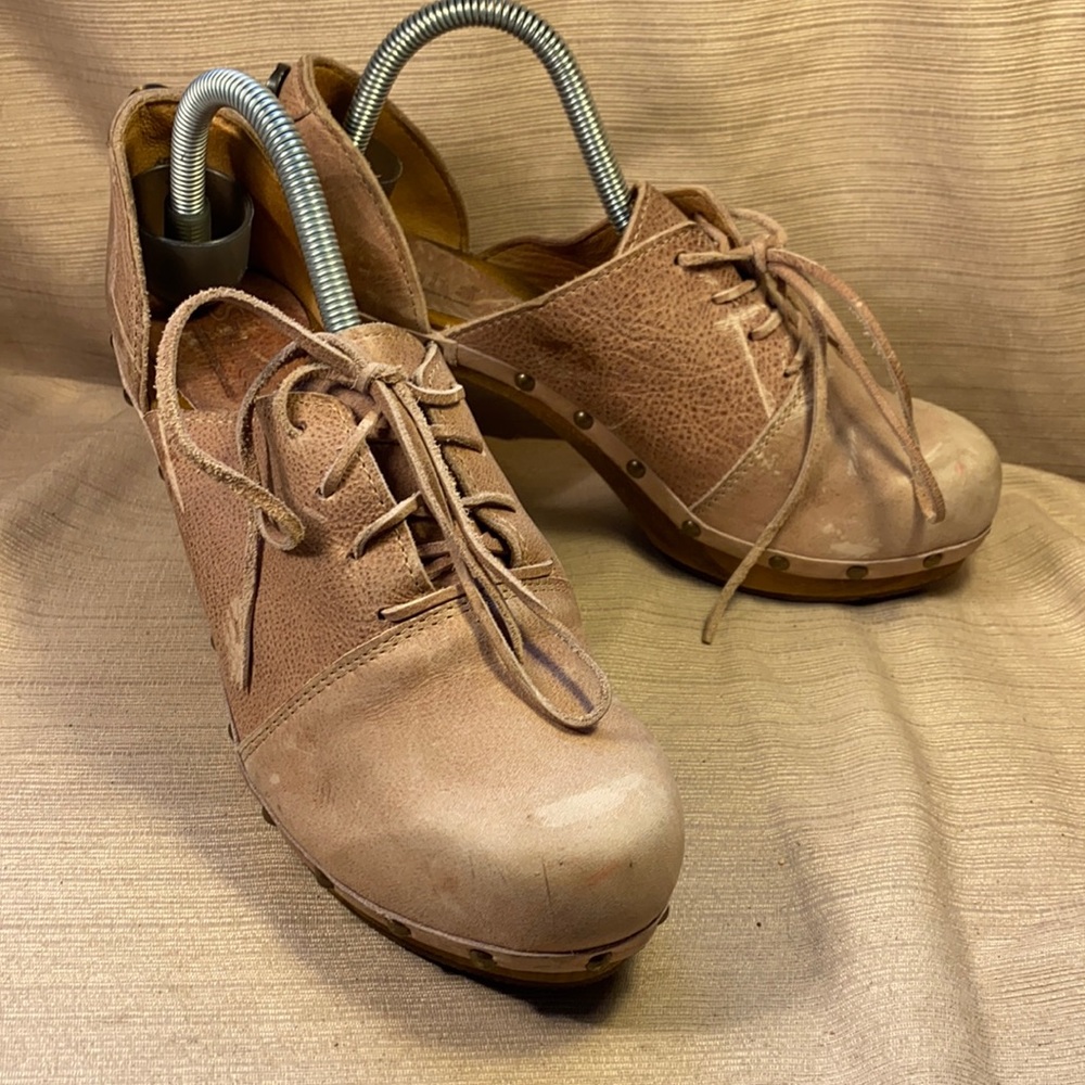 Sanita almost NEW Leather/wood heels, fun, stylish